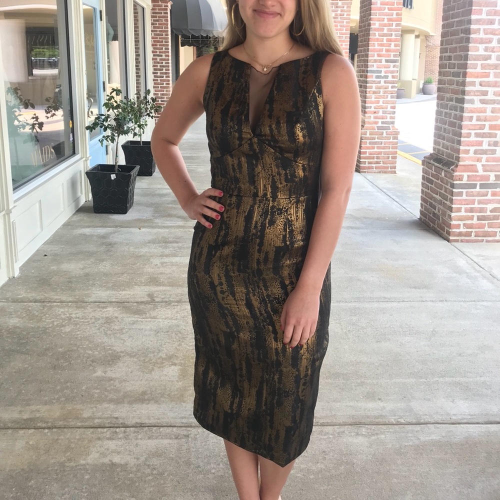 Black and gold cocktail dress